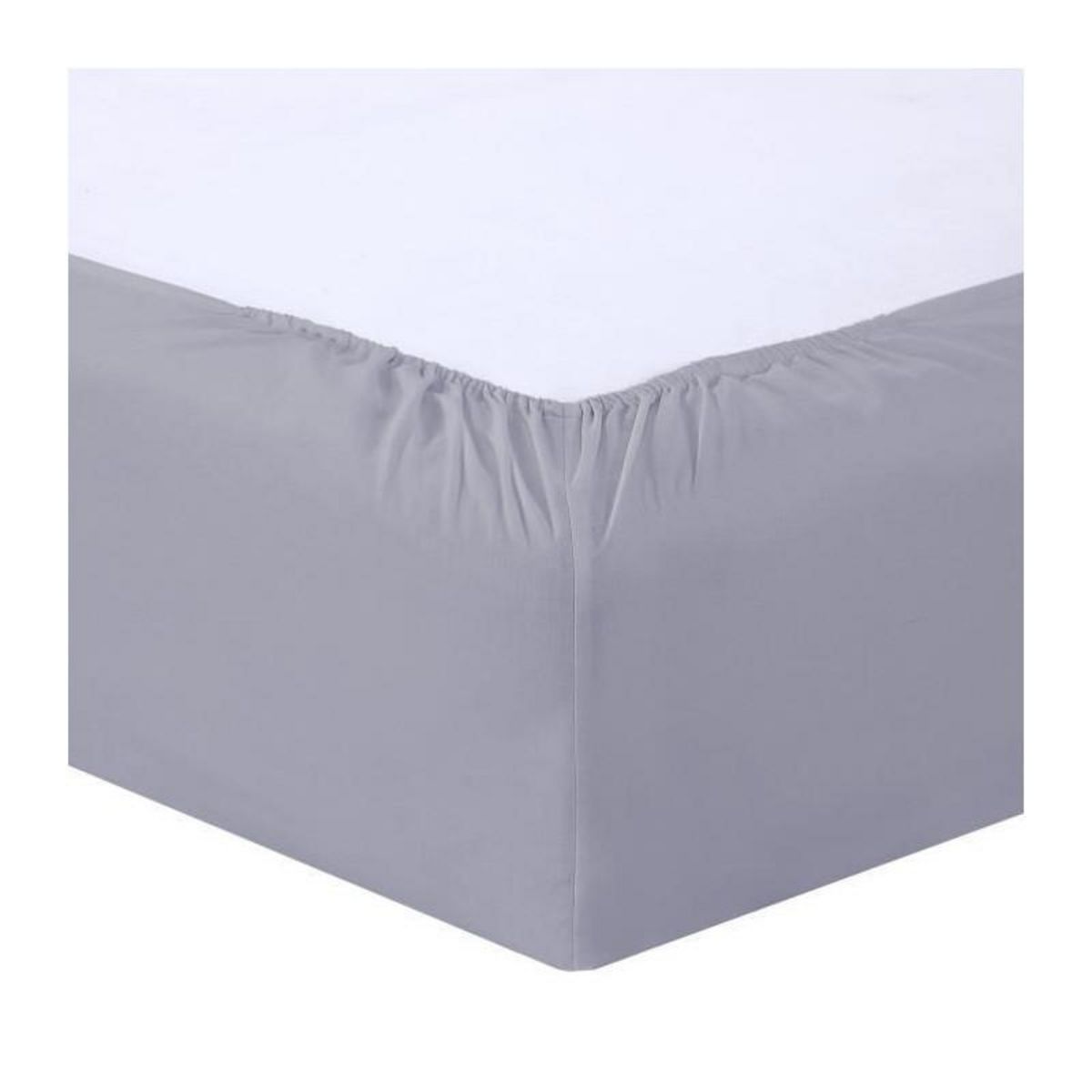 VISION Vision - Drap housse Gris - 200x200cm - 100% coton