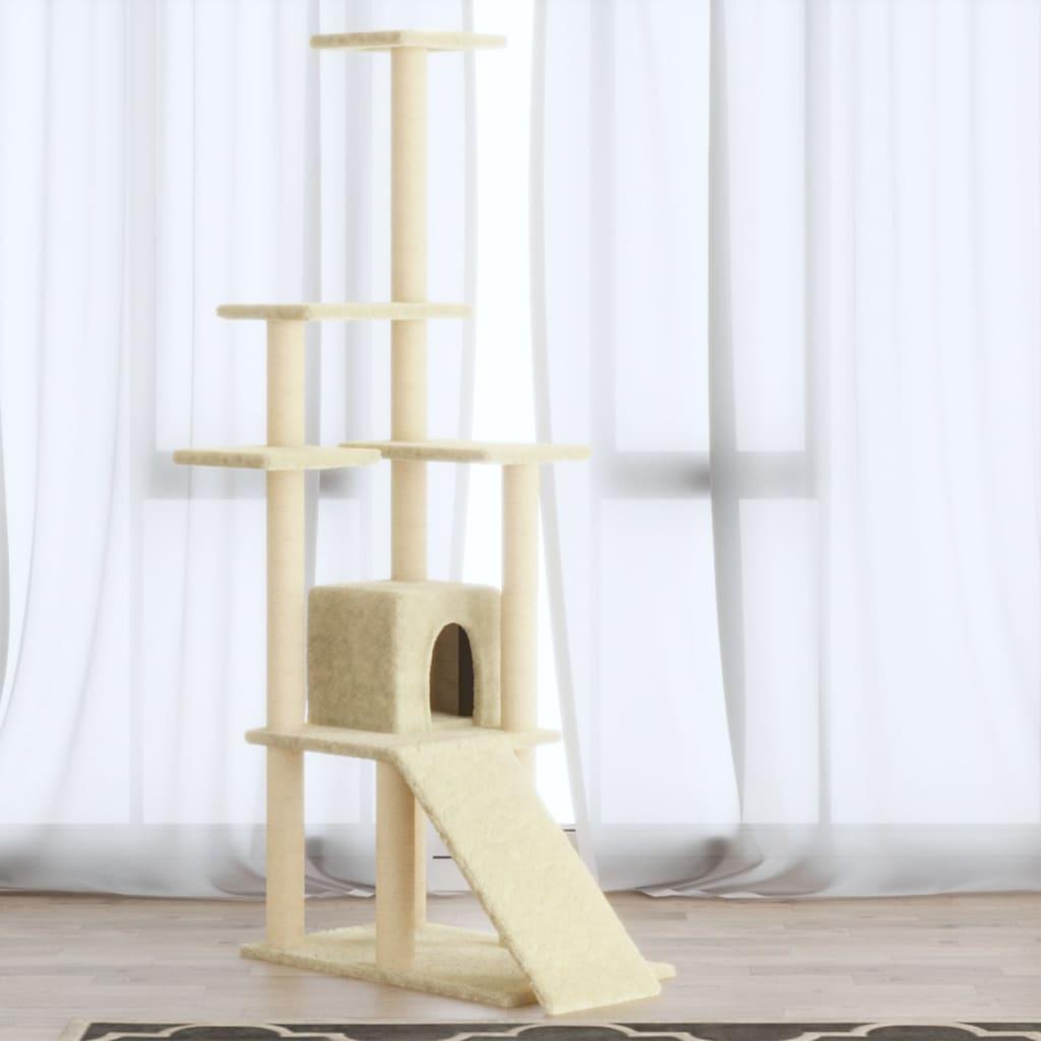 VIDAXL Arbre a chat avec griffoirs en sisal Creme 155 cm