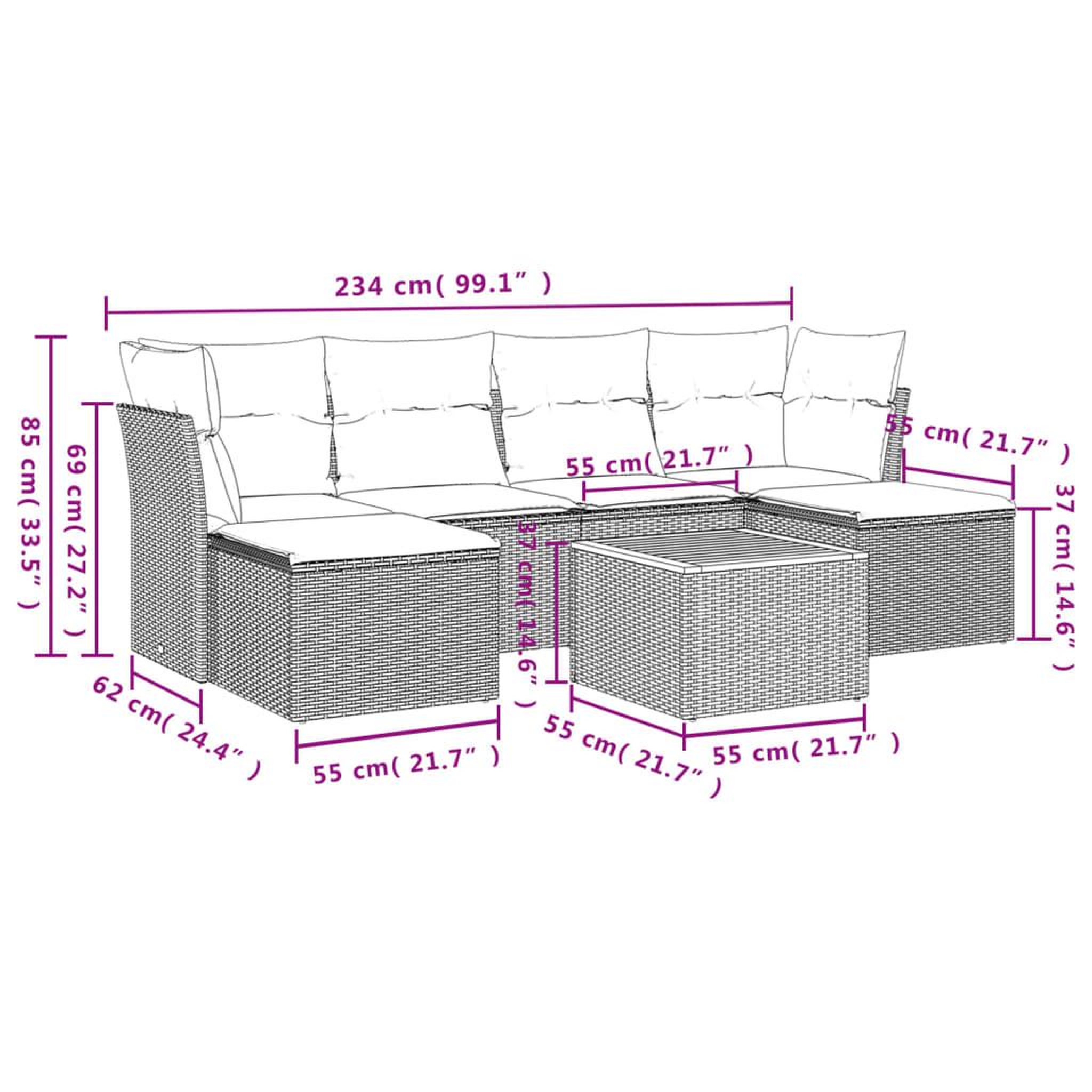 Voir la diapositive 4 : VIDAXL Salon de jardin avec coussins 7 pcs beige resine tressee