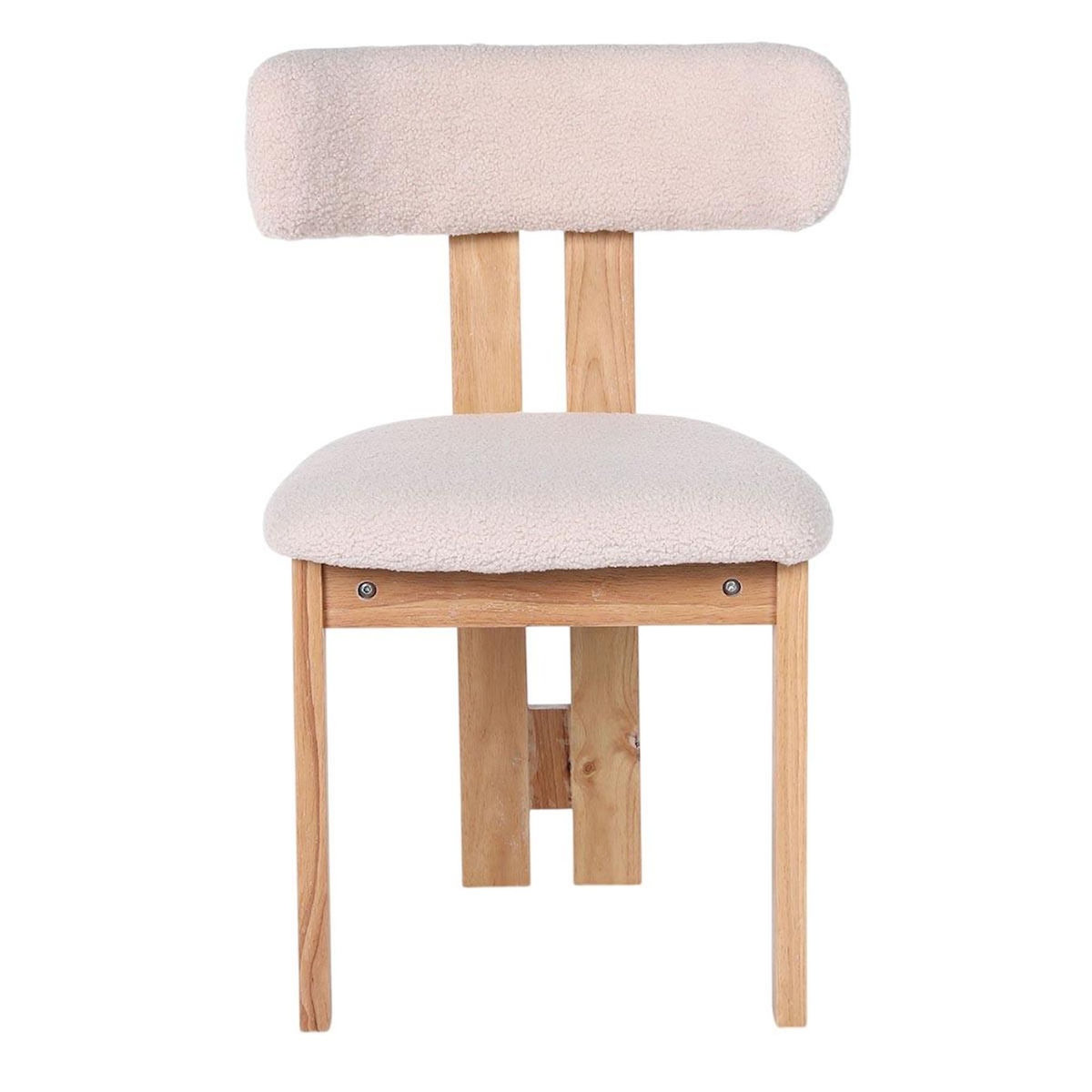 Paris Prix Chaise Design Bouclette  Keven  78cm Beige & Bois Clair