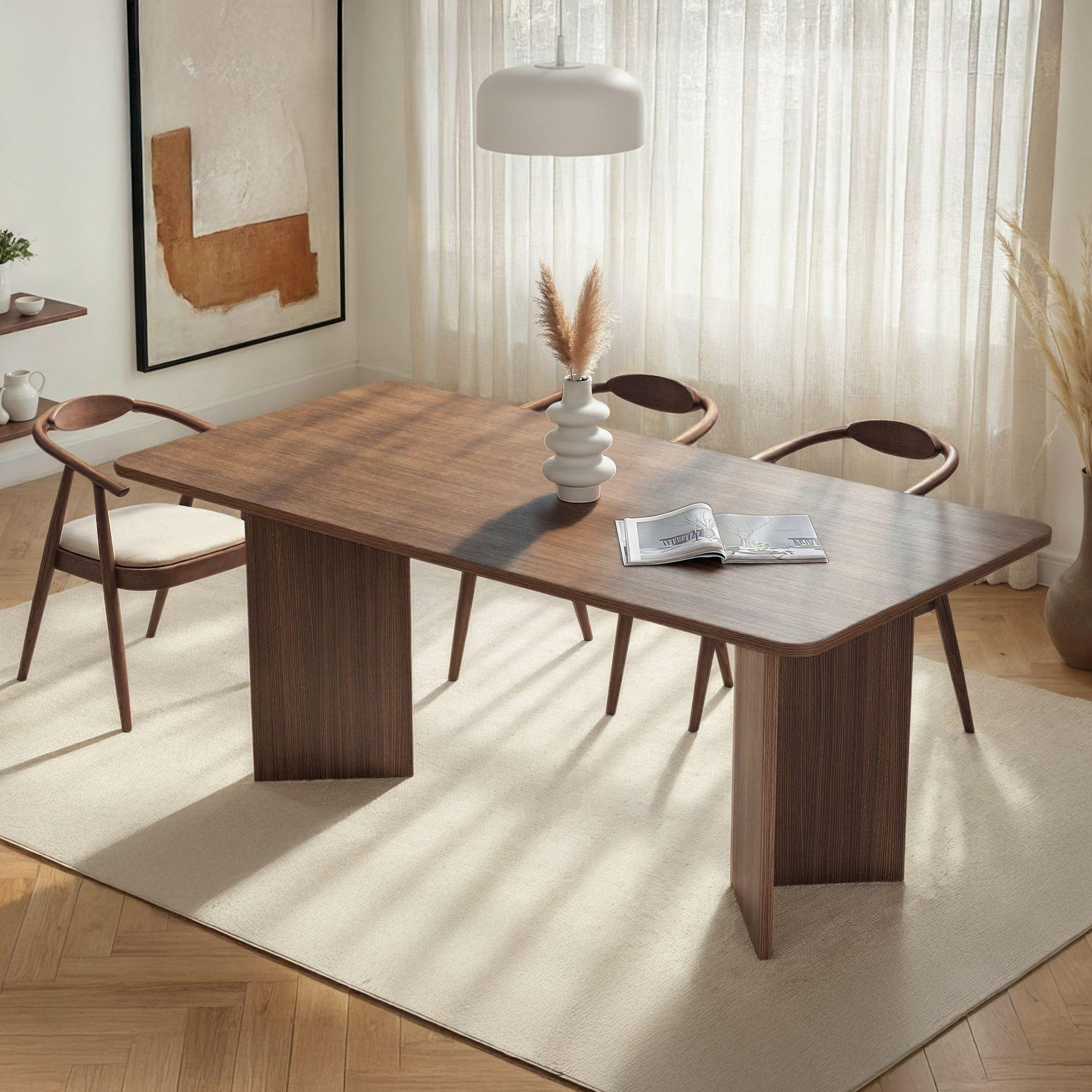 Voir la diapositive 2 : Habitat et Jardin Table à manger en bois  linza  180 x 90 x 75 cm - noyer