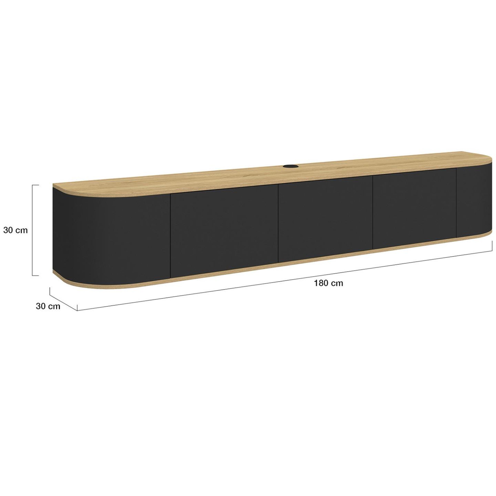 Voir la diapositive 5 : ID MARKET Meuble tv 180 cm suspendu leora 3 portes bois et noir