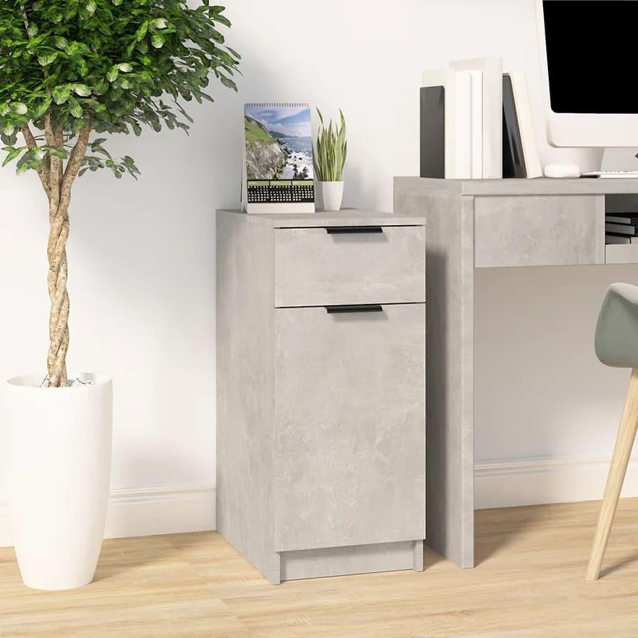 Voir la diapositive 1 : VIDAXL Armoire de bureau Gris beton 33,5x50x75 cm Bois d'ingenierie