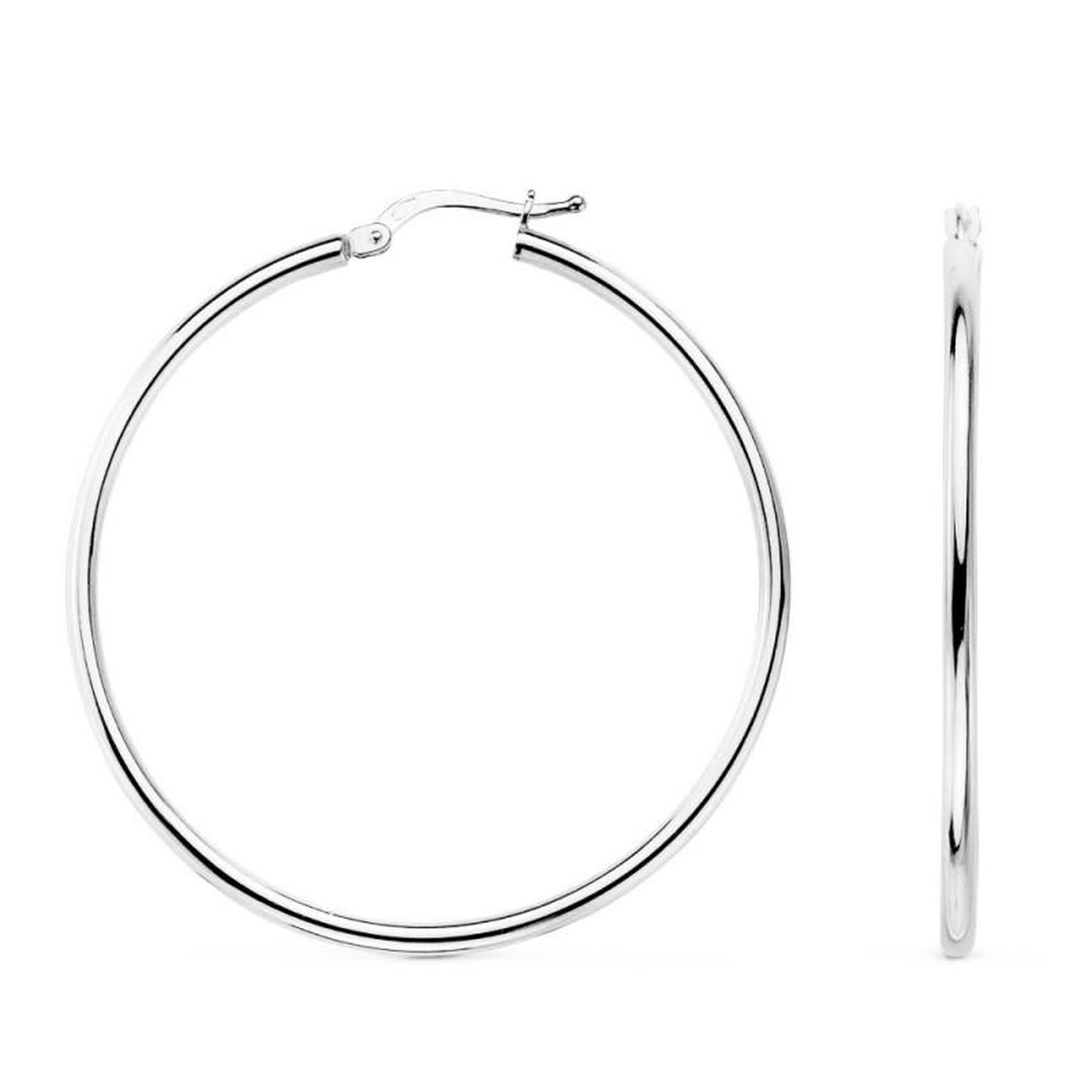 L'ATELIER D'AZUR Boucles d'Oreilles Créoles Or 18 Carats 750/000 Blanc - 4cm