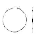 L'ATELIER D'AZUR Boucles d'Oreilles Créoles Or 18 Carats 750/000 Blanc - 4cm