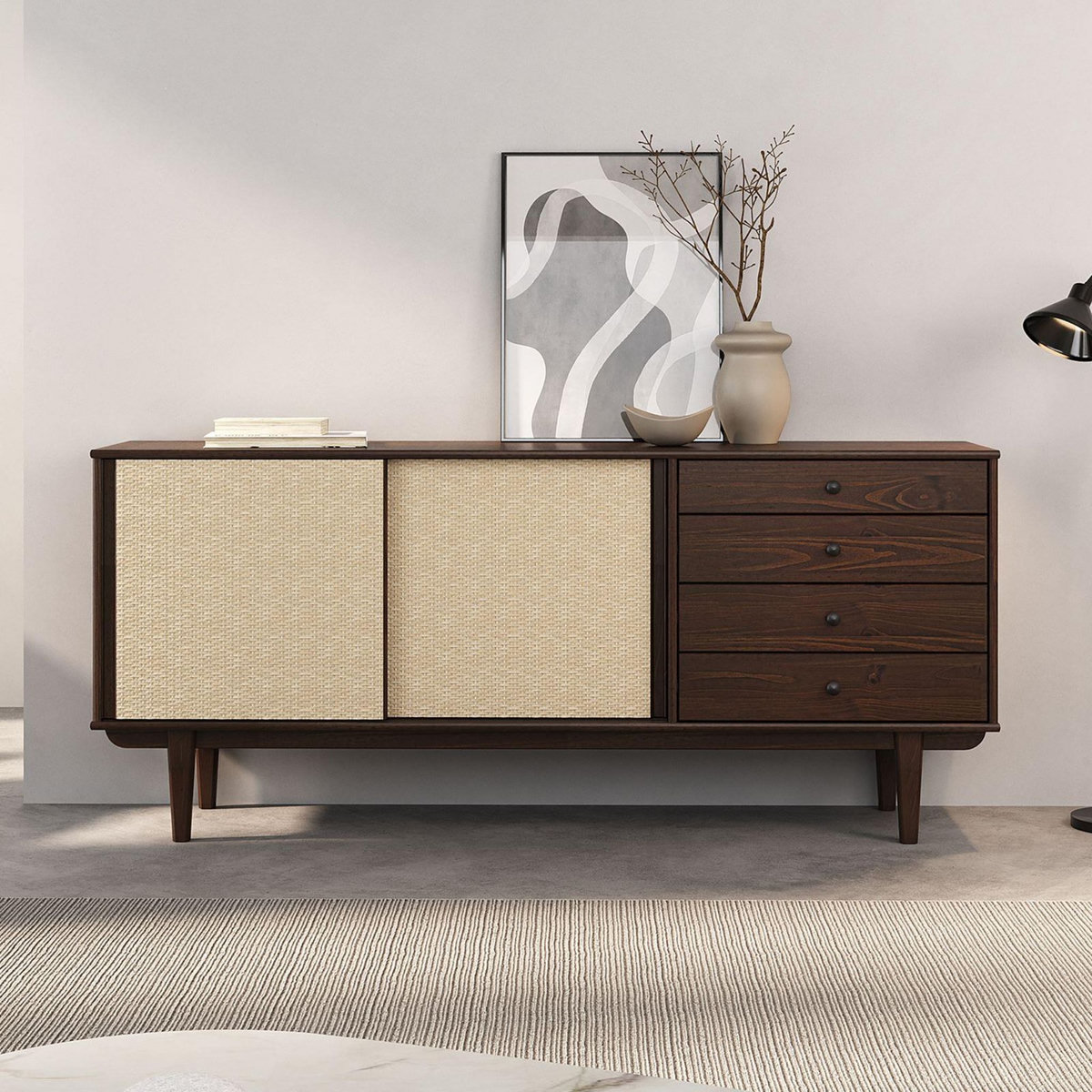 IDIMEX Buffet SIMONA L 175 cm en bois massif