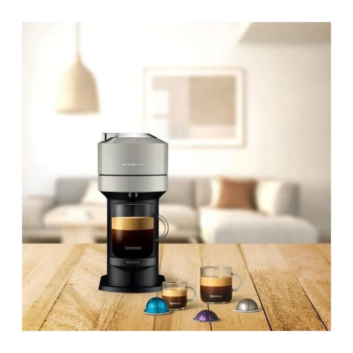 NESPRESSO KRUPS Vertuo Next Machine Expresso Nespresso 1.1L Gris Clair YY4298FD