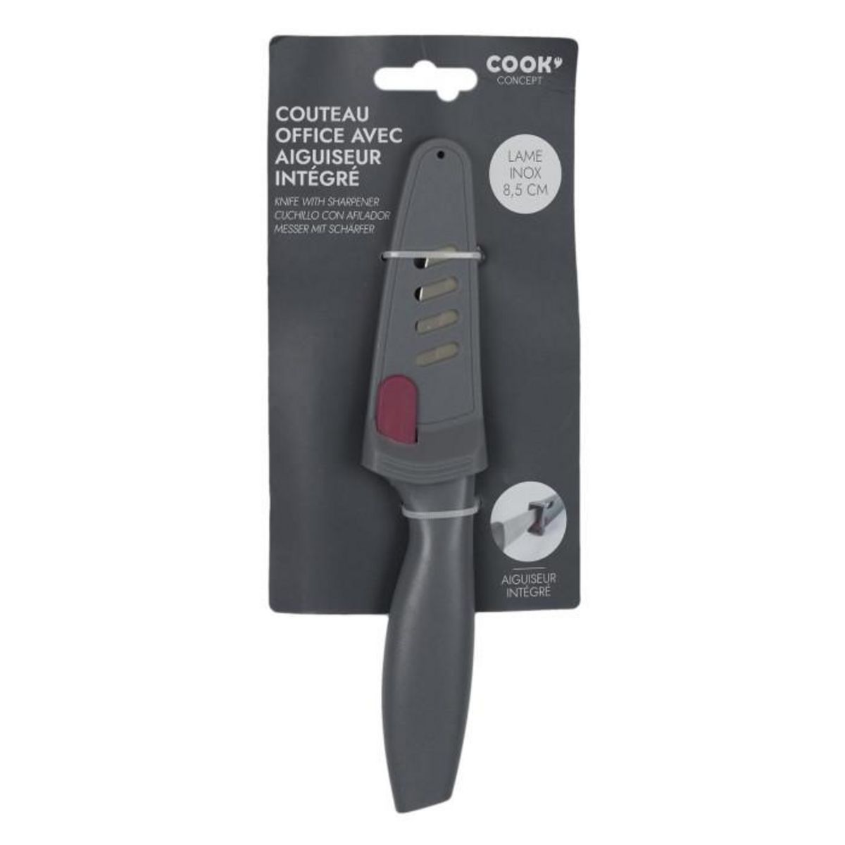 Paris Prix Couteau d'Office Inox  Aiguiseur  20cm Gris