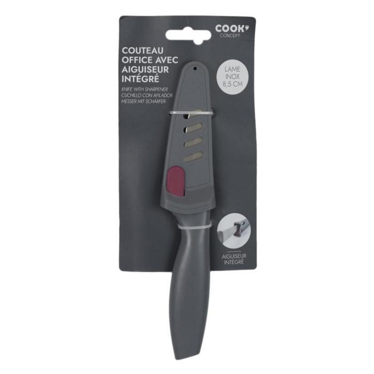 Paris Prix Couteau d'Office Inox  Aiguiseur  20cm Gris