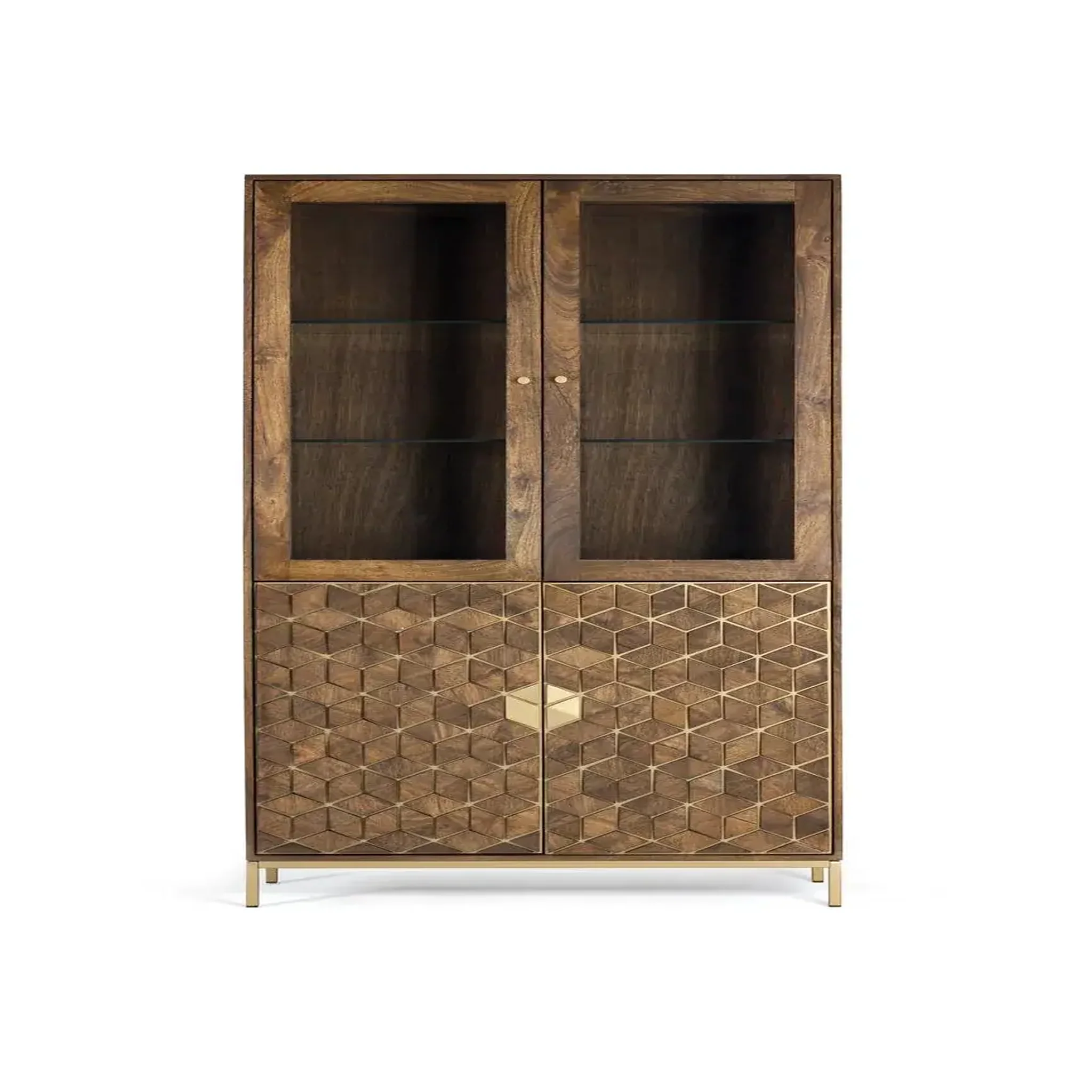 GINER Y COLOMER SL Vitrine en bois de manguier 98 cm style rustique moderne