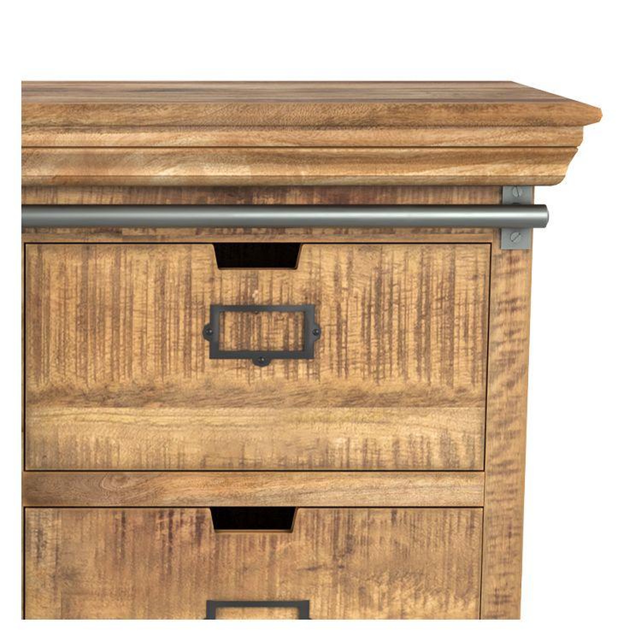 Voir la diapositive 6 : MAISON PAVANE Petit buffet en bois de manguier massif et métal-tabuk