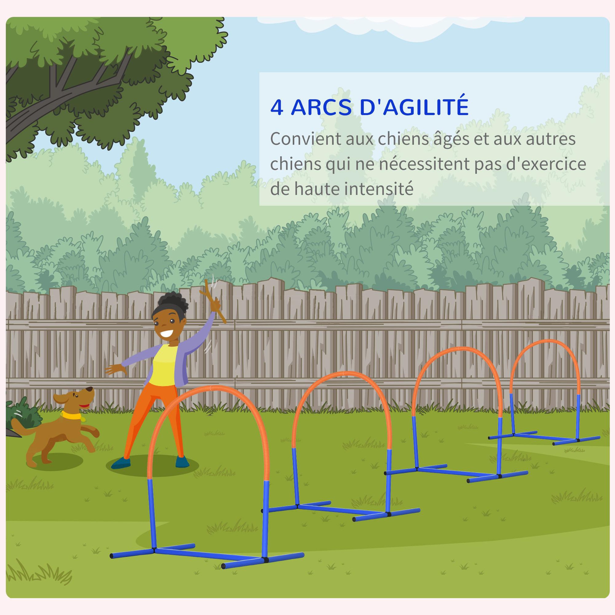 Voir la diapositive 4 : PAWHUT Kit d'agilité pour chien - 4 arcs d'agilité, sac de transport - plastique orange bleu