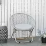 OUTSUNNY Loveuse fauteuil rond de jardin fauteuil lune papasan pliable grand confort macramé coton polyester gris