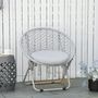 Voir la diapositive 2 : OUTSUNNY Loveuse fauteuil rond de jardin fauteuil lune papasan pliable grand confort macramé coton polyester gris