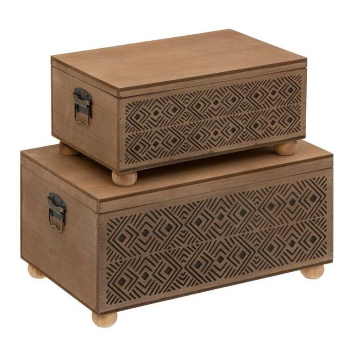 ATMOSPHERA Lot de 2 Malles Gravées  Exotic Panama  51cm Marron