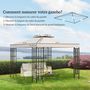 Voir la diapositive 4 : HOMCOM Toile de toit de rechange pour pavillon tonnelle tente 3x3m crème