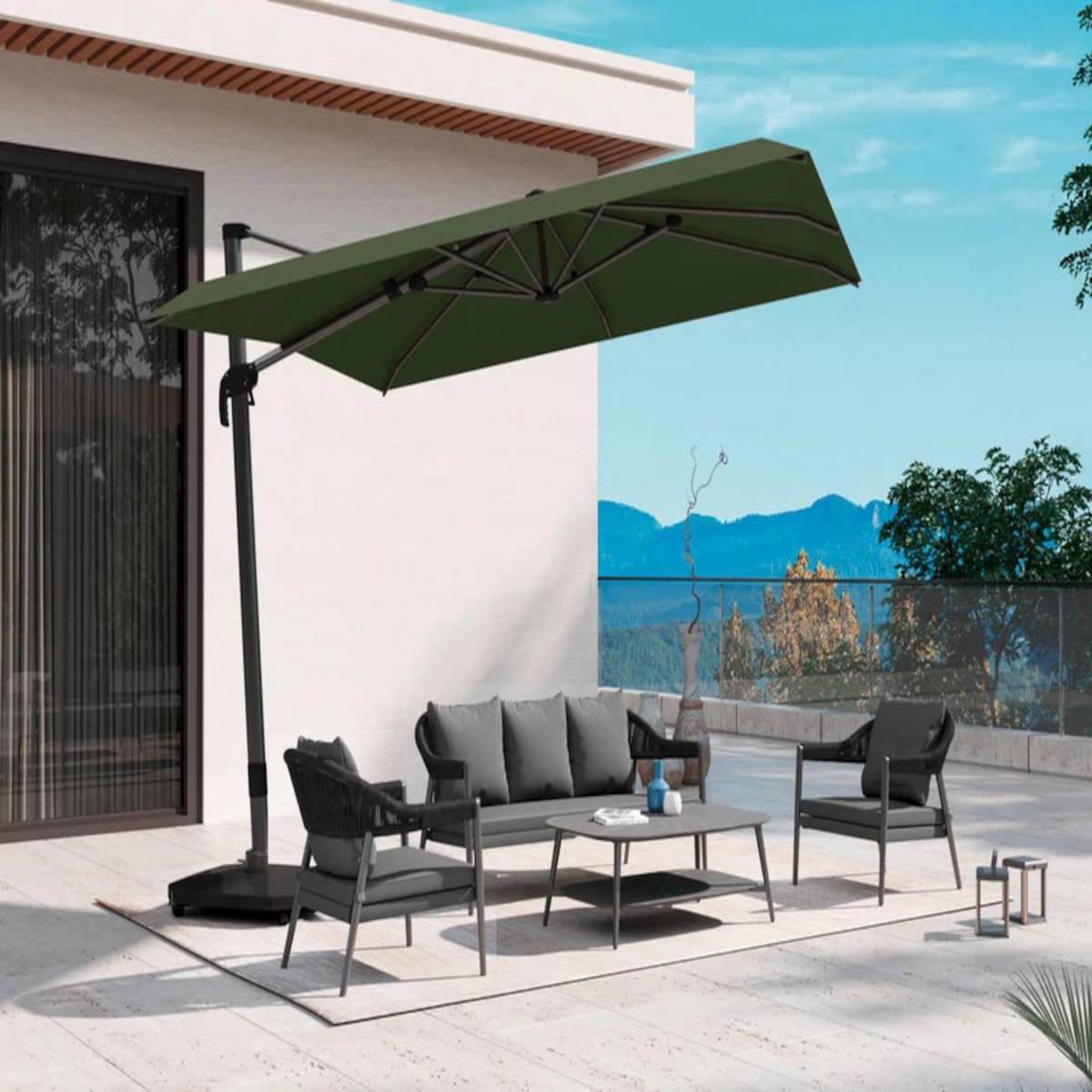 Voir la diapositive 2 : JARDIDECO Salon de jardin camarillo gris en aluminium - 5 places - jardideco