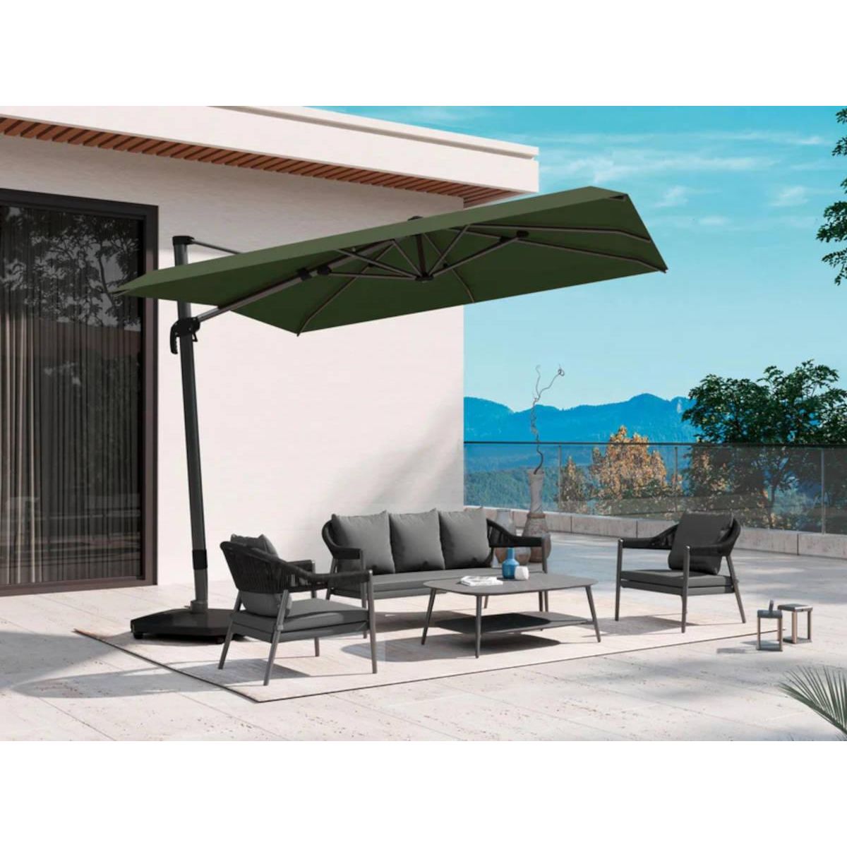 JARDIDECO Salon de jardin Camarillo Gris en aluminium - 5 places - Jardideco