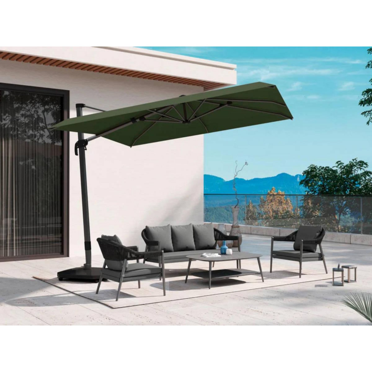 JARDIDECO Salon de jardin Camarillo Gris en aluminium - 5 places - Jardideco