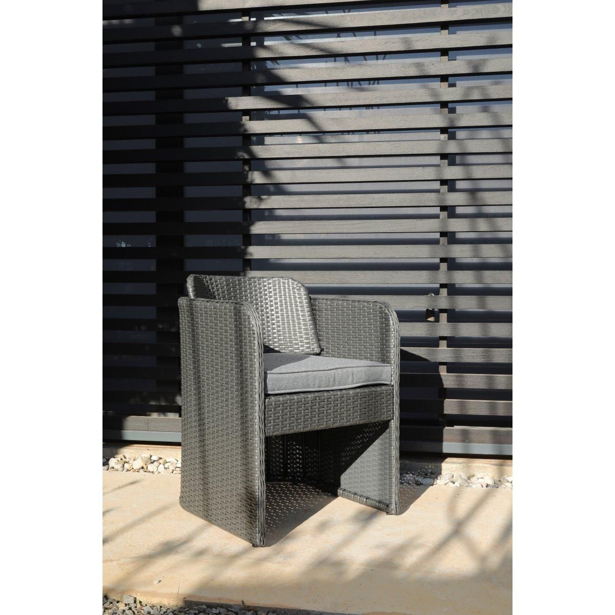 Salon repas de jardin 2 personnes encastrable YUCCA + housse