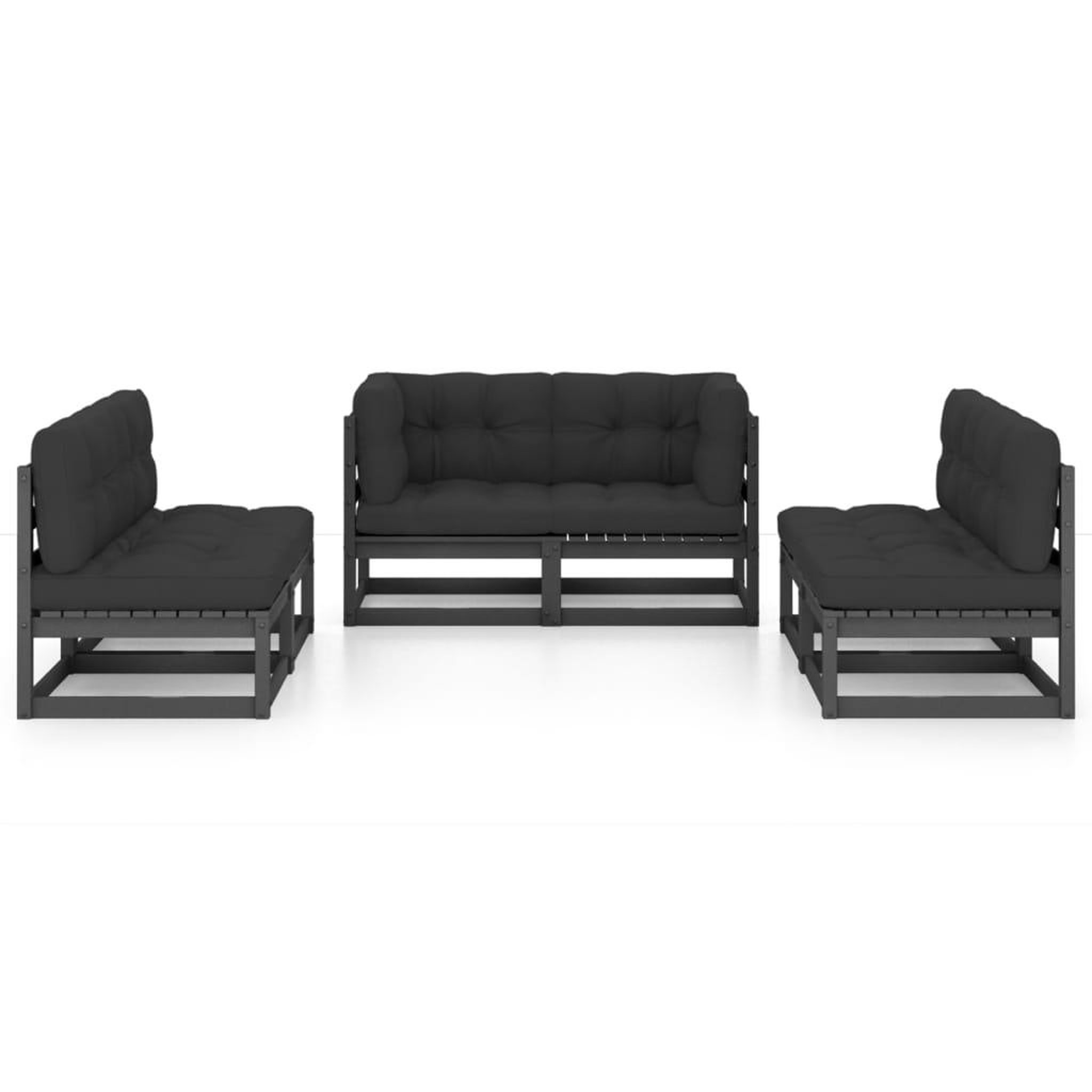 Voir la diapositive 3 : VIDAXL Salon de jardin 6 pcs avec coussins Bois de pin massif