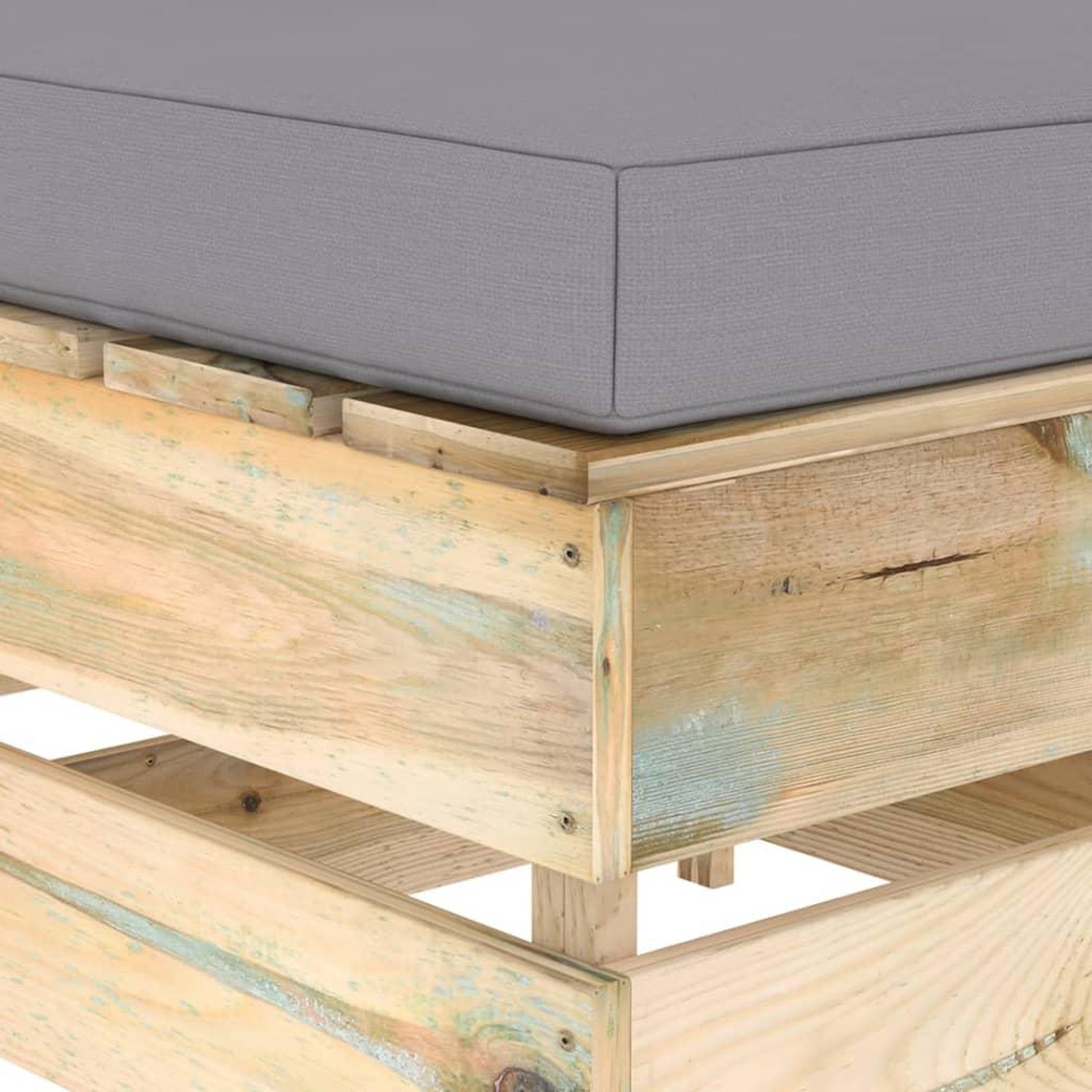 Voir la diapositive 4 : VIDAXL Pouf sectionnel avec coussin Bois impregne de vert