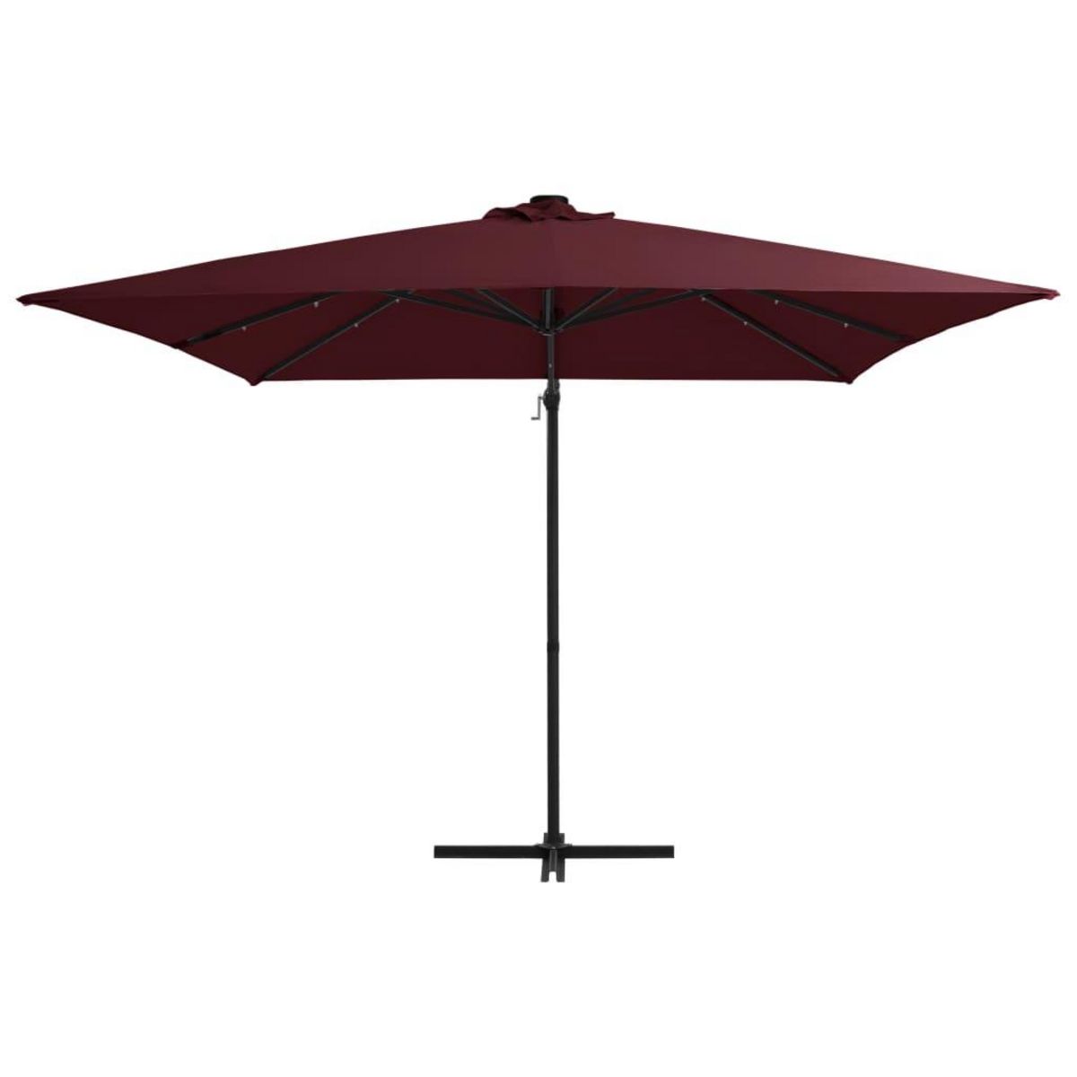 VIDAXL Parasol de jardin en porte-a-faux lumieres LED rouge bordeaux