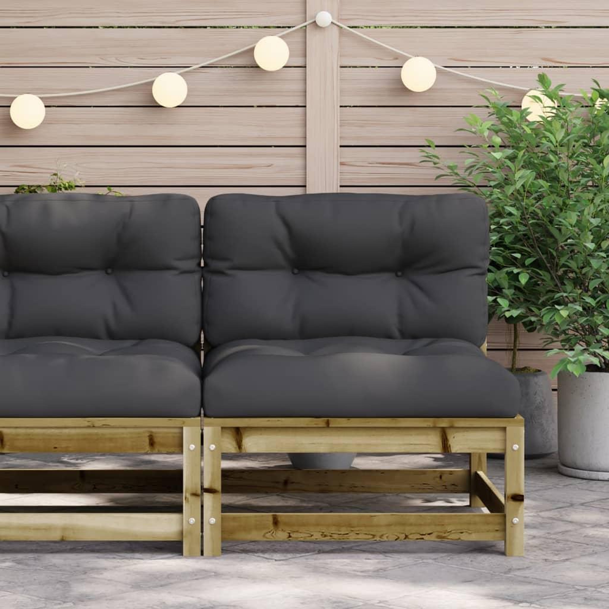 Voir la diapositive 3 : VIDAXL Canape de jardin sans accoudoirs et coussins bois pin impregne