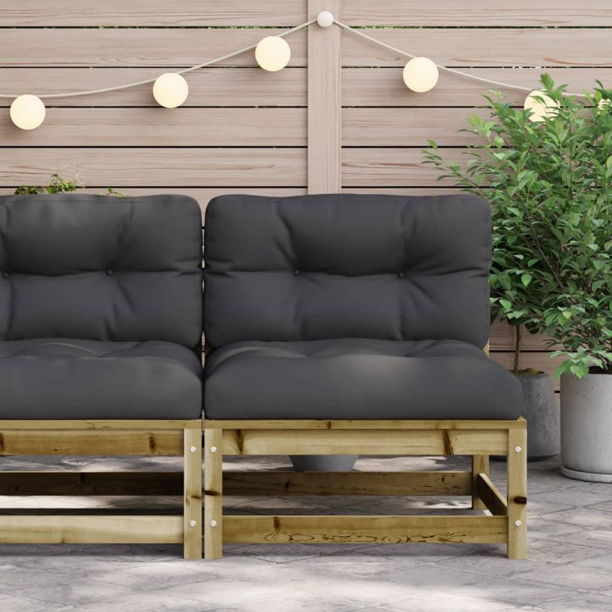 VIDAXL Canape de jardin sans accoudoirs et coussins bois pin impregne