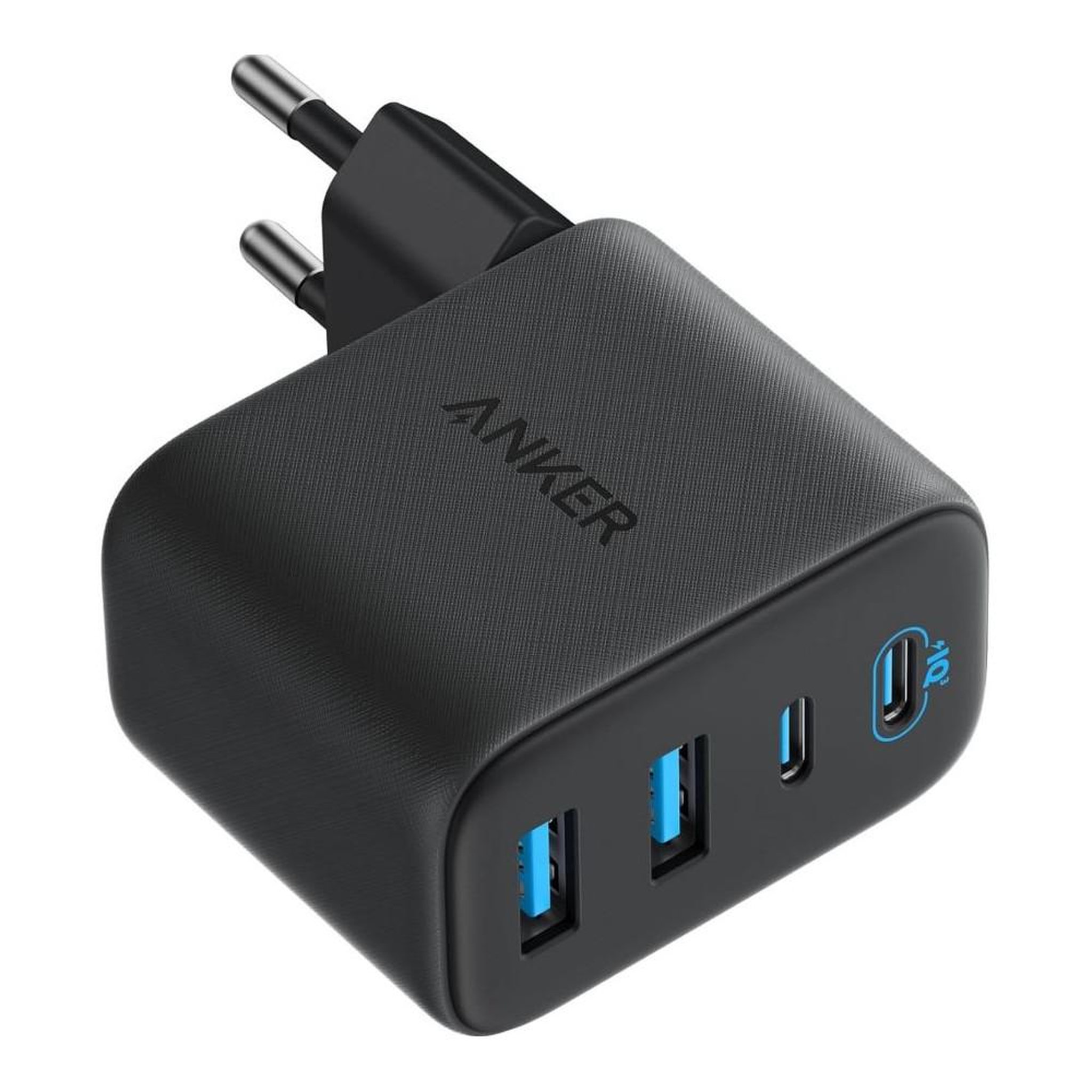 Anker Chargeur mural gan anker zolo 50w noir, 2 usb-a + 1 usb-c, poweriq pour chargement rapide jusqu'à 4 appareils