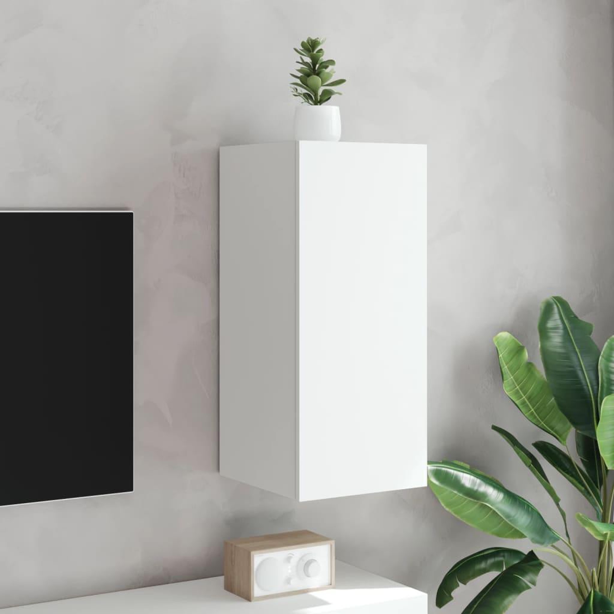 Voir la diapositive 5 : VIDAXL Meuble TV mural avec lumieres LED blanc 30,5x35x70 cm