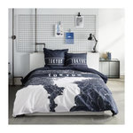 Today Parure de lit - TODAY - JAVA - 2 personnes - 240x220 cm - Coton - Imprimé Tokyo - Bleu foncé