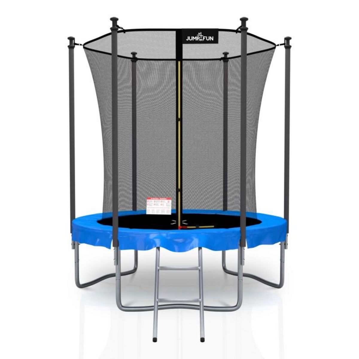 JUMP4FUN Trampoline extérieur Classique ø185 cm- 6FT- Filet intérieur, Matelas de protection réversible et Echelle