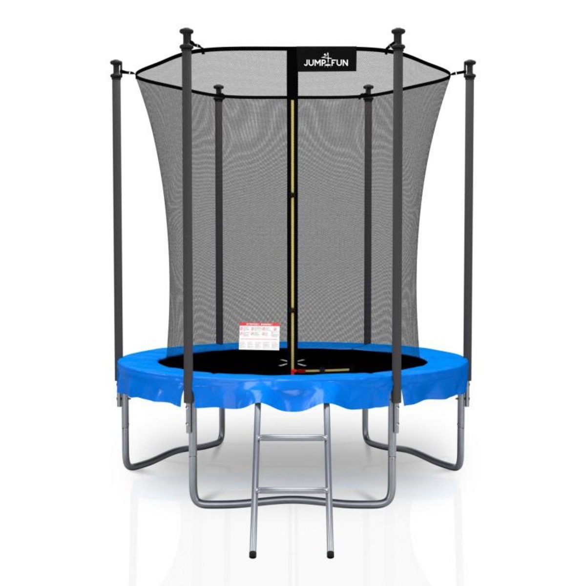 JUMP4FUN Trampoline extérieur Classique ø185 cm- 6FT- Filet intérieur, Matelas de protection réversible et Echelle