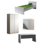 Voir la diapositive 1 : Paris Prix Pack - Lit Enfant, Chevet, Armoire & Bureau  Lara  90x200cm Blanc