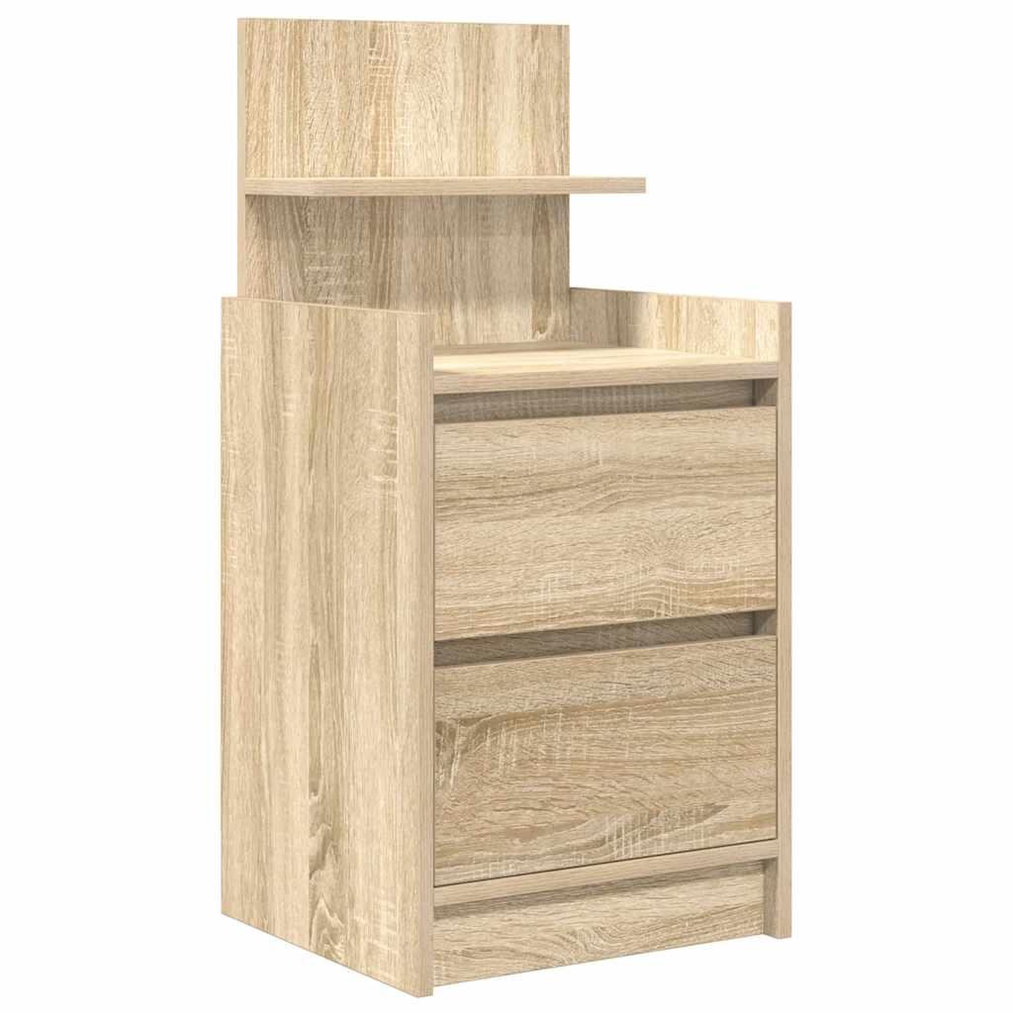 Voir la diapositive 2 : VIDAXL Table de chevet avec 2 tiroirs chene sonoma 38x34x80 cm