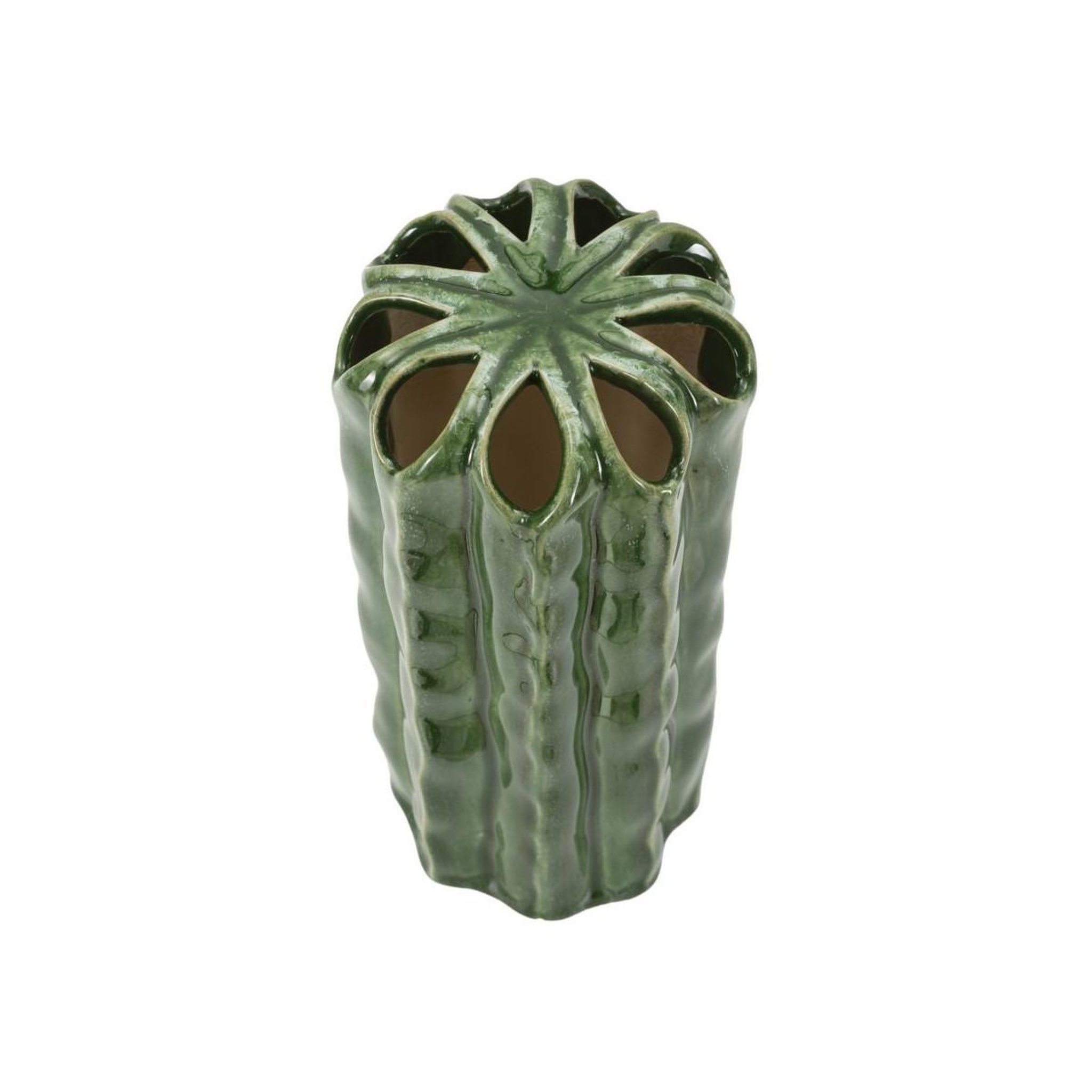 Voir la diapositive 2 : Paris Prix Vase en céramique  cactus  23cm vert