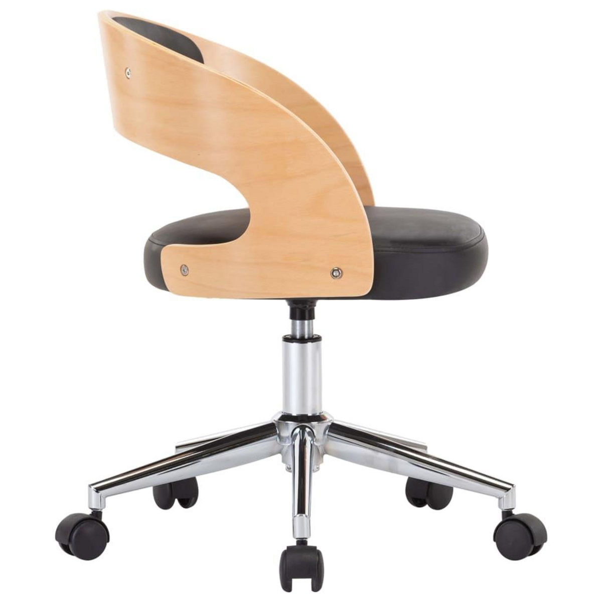 VIDAXL Chaise pivotante de bureau Noir Bois courbe et similicuir