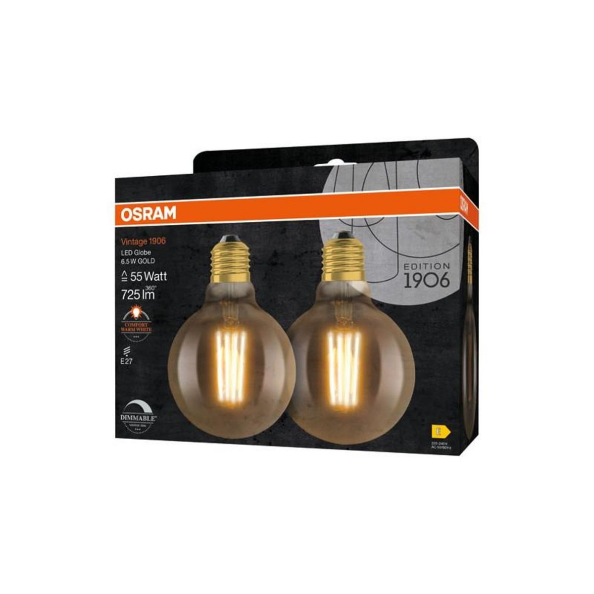 Osram 1906 GLOBE 95MM CLAIR 6.5W E27 CHD X2 OSRAM - 4058075754737