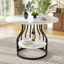 Voir la diapositive 2 : MERAX Table à manger ronde fixe blanc+noir - 80x80-80max.cm mdf