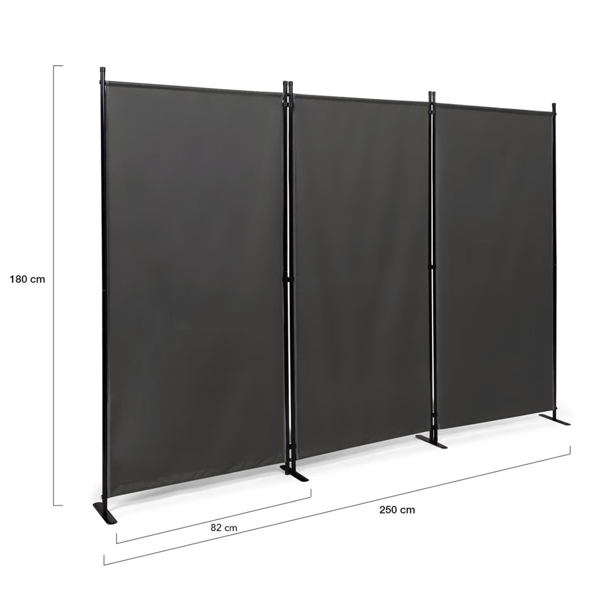 Voir la diapositive 5 : ID MARKET Paravent intérieur et extérieur sur pieds 3 panneaux 250 x 180 cm gris anthracite séparateur store latéral