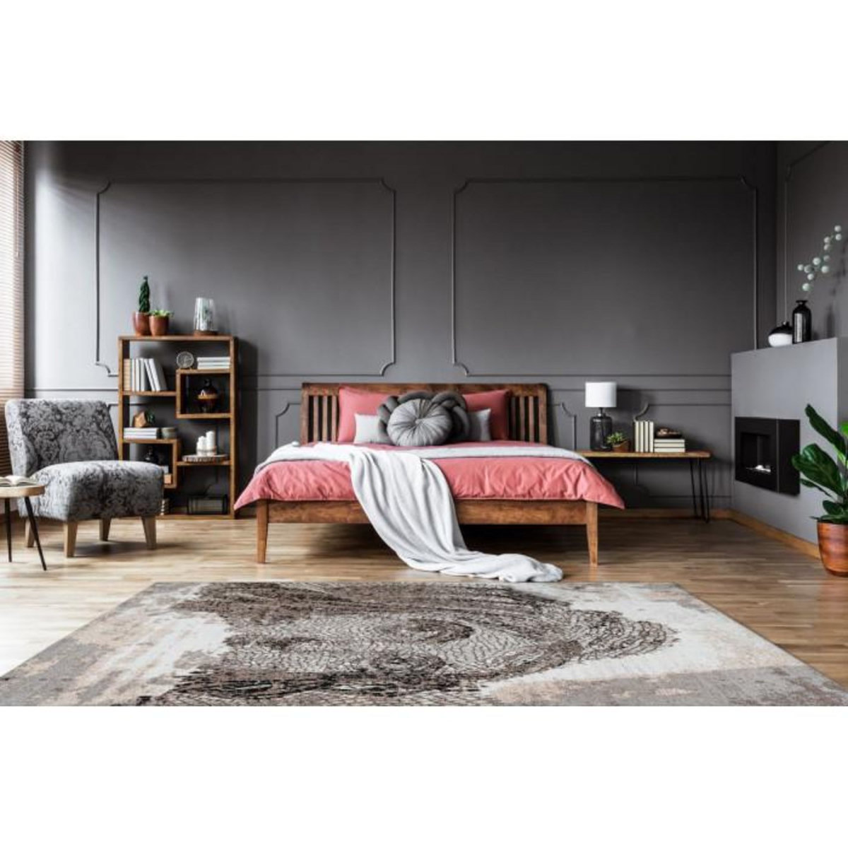 Paris Prix Tapis Vintage à Poils Courts  Iglesia  Taupe