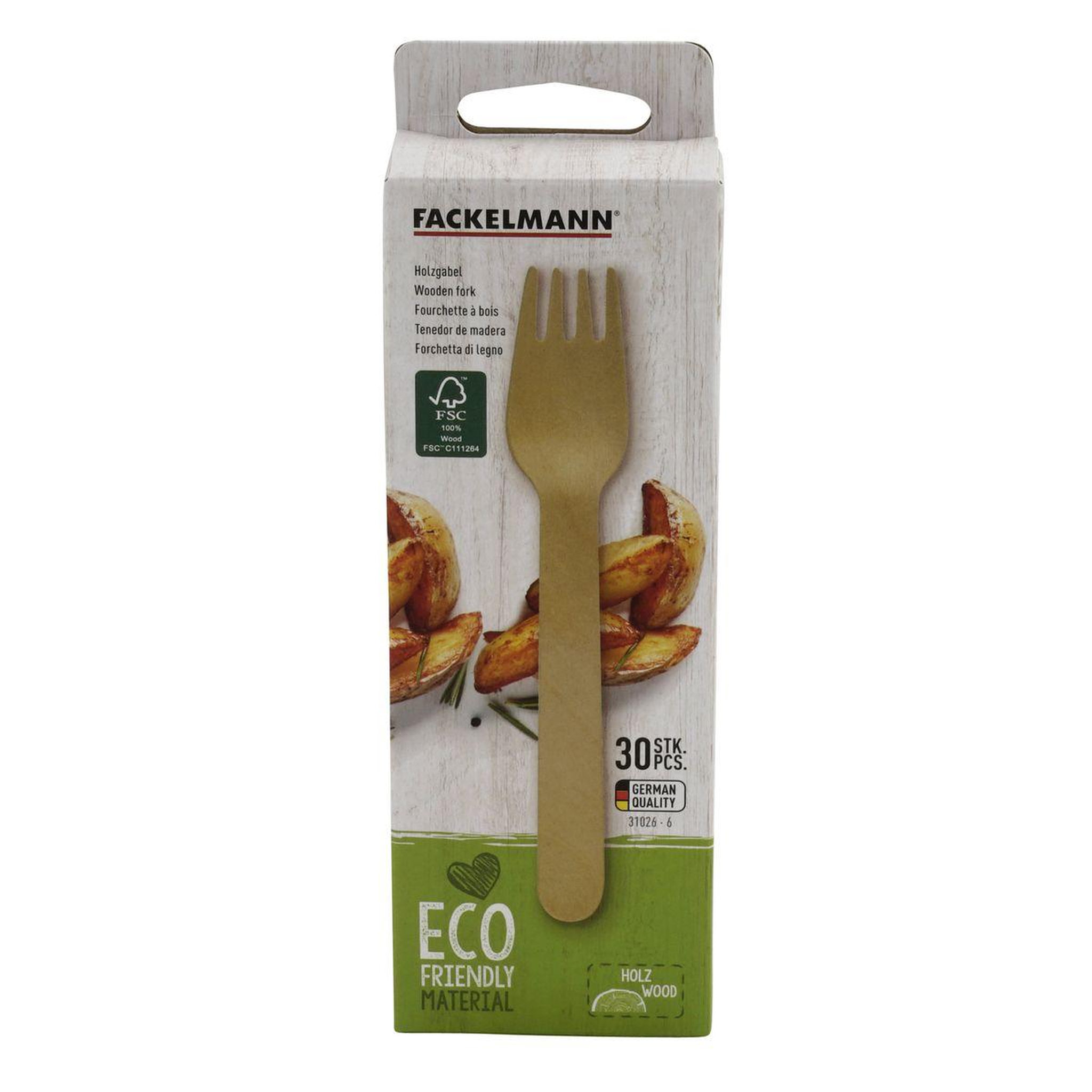 Voir la diapositive 6 : Fackelmann Set de 2 ustensiles de cuisine fourchette en bois fackelmann nature fsc