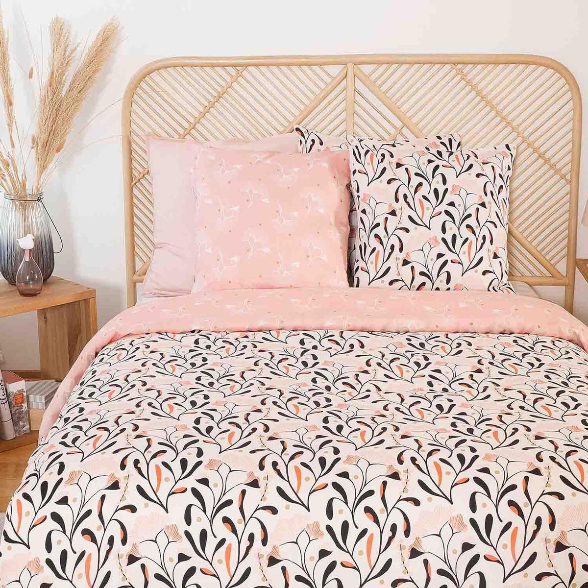 Home collection Parure housse de couette 100% satin de coton bio 78fils joy