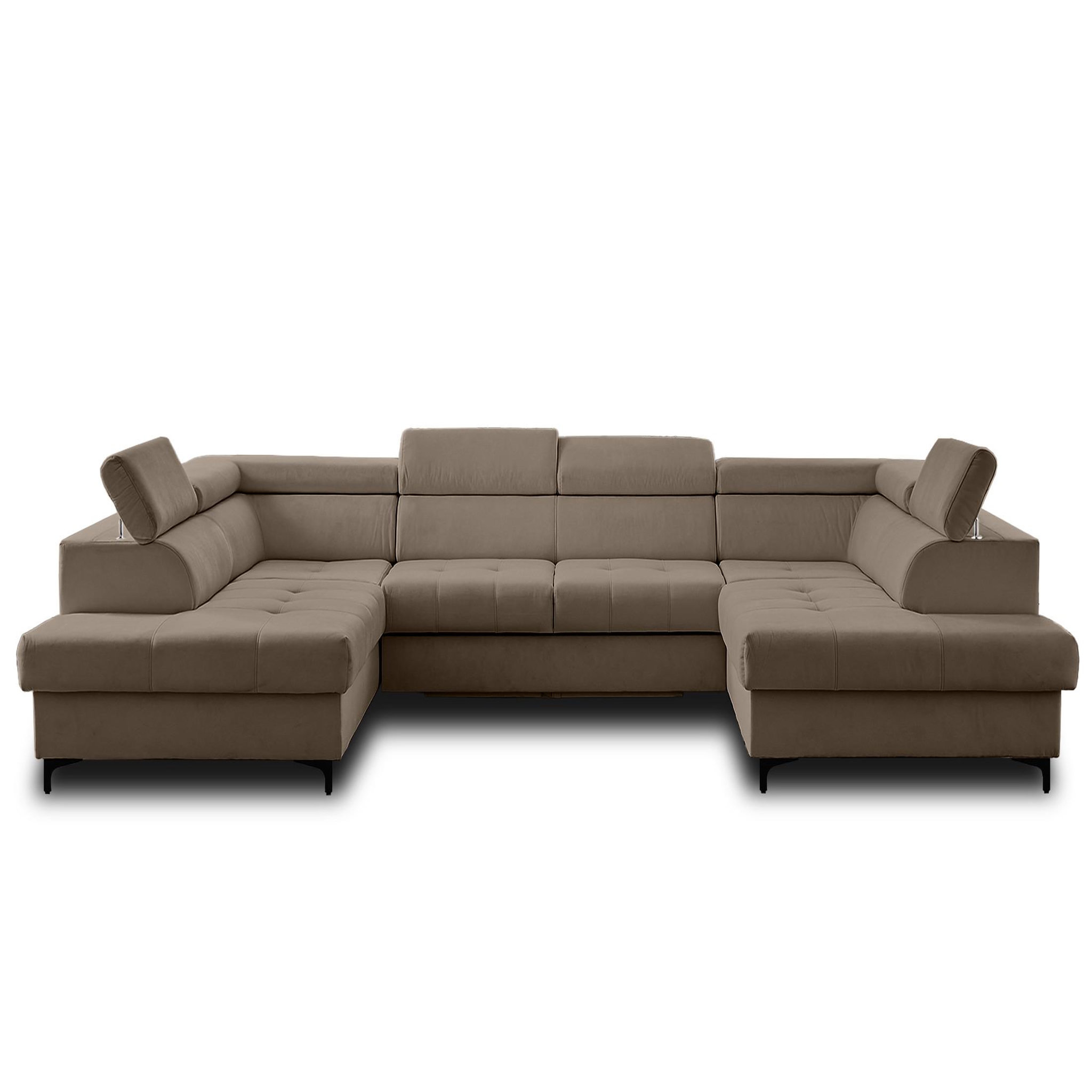 Voir la diapositive 1 : LISA DESIGN Merida - canapé panoramique en u - 7 places - convertible avec coffres et têtières réglables - en velours