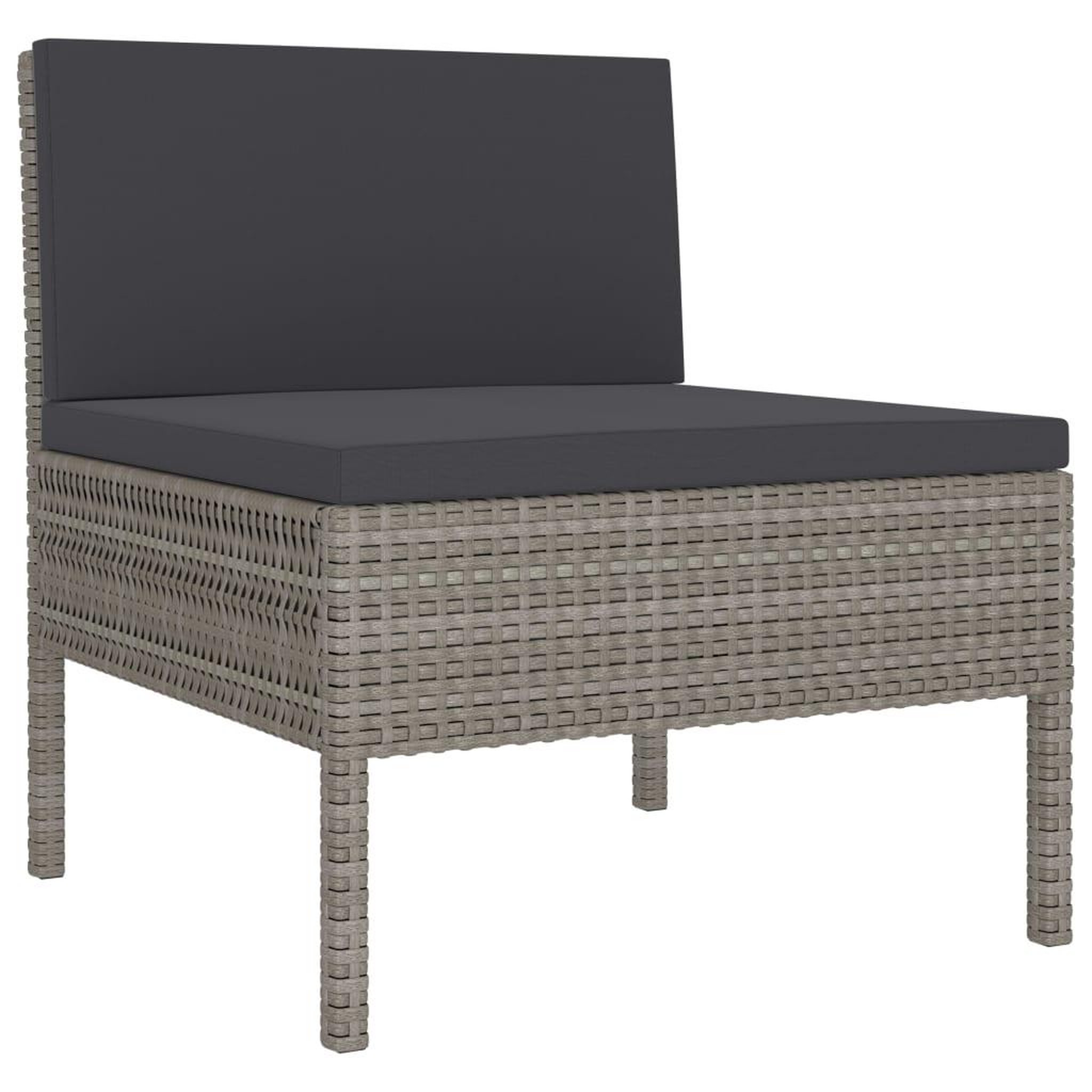 Voir la diapositive 4 : VIDAXL Salon de jardin 3 pcs avec coussins Resine tressee Gris