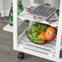 Voir la diapositive 4 : HOMCOM Chariot de service desserte de cuisine à roulettes multi-rangements 92L x 37l x 82H cm MDF imitation chêne clair pin blanc