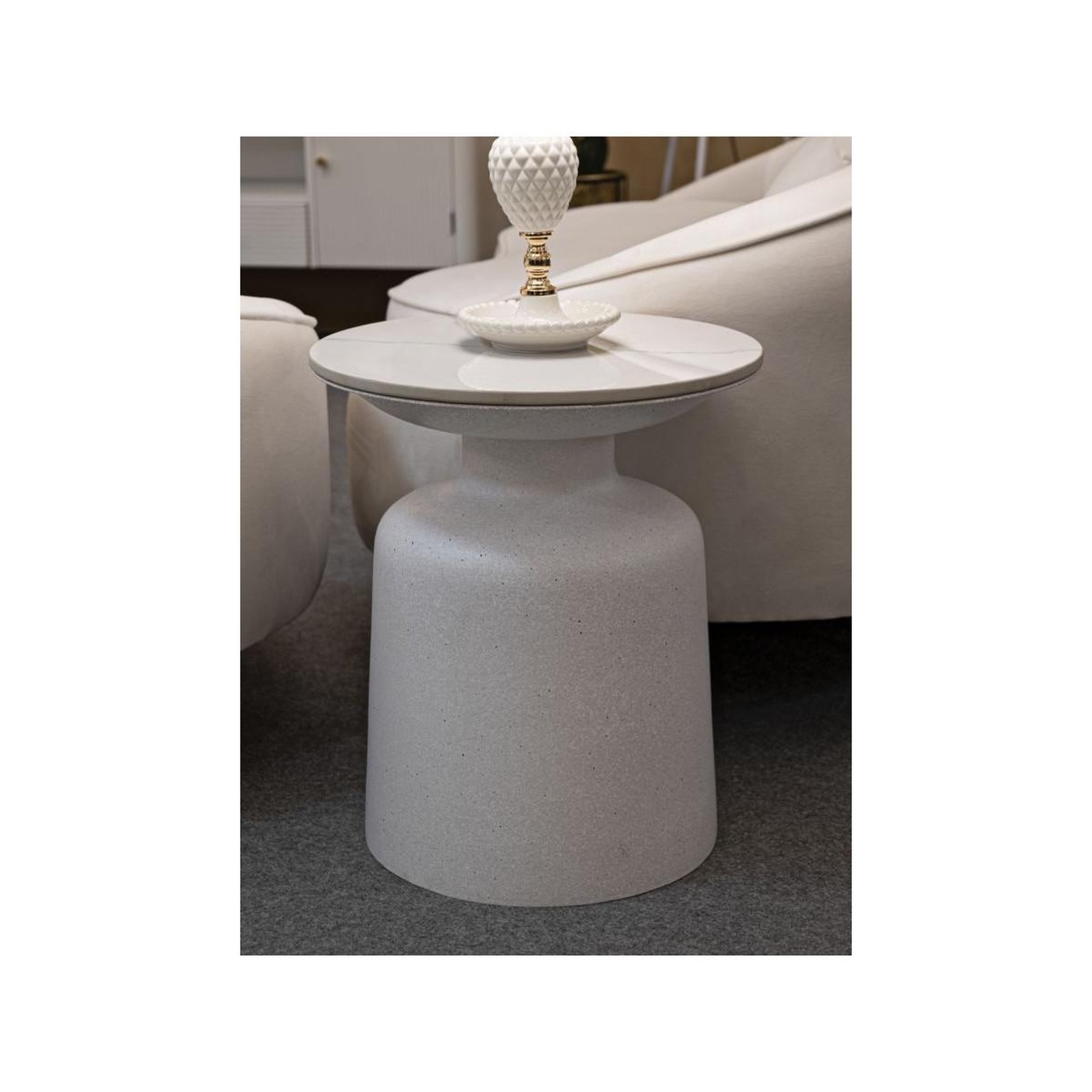 Voir la diapositive 5 : Paris Prix Table d'appoint effet marbre  aria  47cm blanc