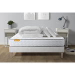 SEPTNUITS Pack matelas Memo + sommier kit blanc + 2 oreillers mémoire de forme. Coloris disponibles : Blanc