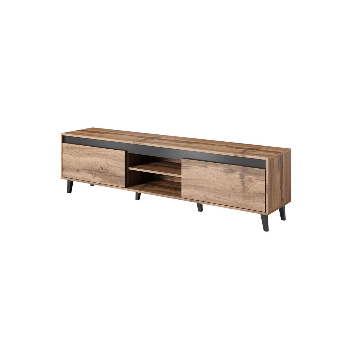BEST MOBILIER Lord - meuble tv - effet bois et noir - 170 cm - style industriel